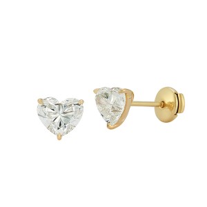 18K Heart Shape Diamond Stud Earrings